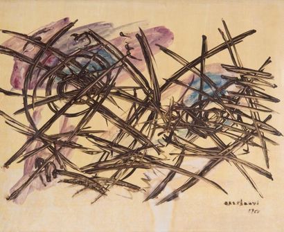 null Jilali GHARBAOUI (MAR/1930-1971)
Composition, 1966
Gouache et aquarelle sur...