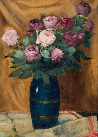 null SAPOUNOV Nicolas Nikolaiévitch (1880-1920)
Bouquet de roses
Huile sur toile
Signée...