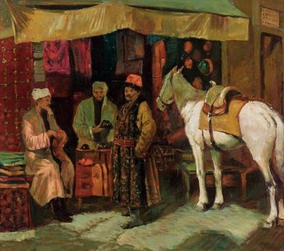 null ISSUPOFF Alessio Vladimirovitch (1889-1957 Bazar de Samarcande
Huile sur panneau
45,5...