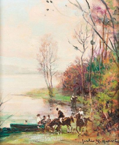 null JULES-RENÉ HERVÉ (1887-1981)

Cavaliers au bord de l’étang

signé ‘Jules R....