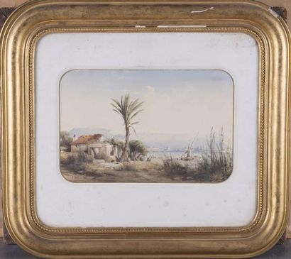 Vincent COURDOUAN (1810-1893) Toulon, 1855 

Aquarelle sur papier?Signé, dédicacé...