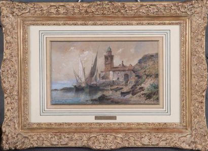 Vincent COURDOUAN (1810-1893) Cap Brun près de Toulon 

Aquarelle et pastel sur papier...