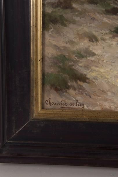 Ernest George CHAUVIER DE LÉON (1835-1907) Paysage en Camargue 

Huile sur toile?Signée...