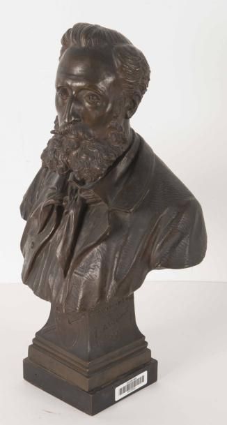 ALDEBERT (XIX-XX) Portrait du peintre Chauvrier de Léon
Bronze?H. : 37 cm