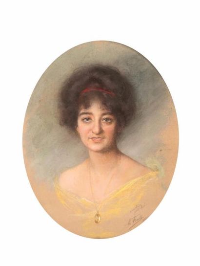 Michel FRONTI (1862-?) Portrait de femme 

Pastel ovale?Signé et daté en bas à droite....