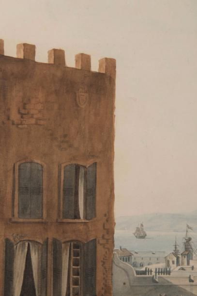 Antoine ROUX père ( 1765-1833) Vue de l’entrée du port de Marseille prise de l’Abbaye...