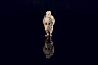 null Deux petits okimono dans le style des netsuke Japon - Epoque Meiji (1868 - 1912)...