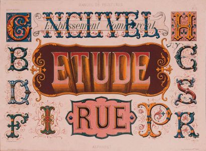 null MANUEL DE PEINTURES

Alphabet, 1890

Chromolithographie

32 x 44 cm (à vue).

Editeur:...