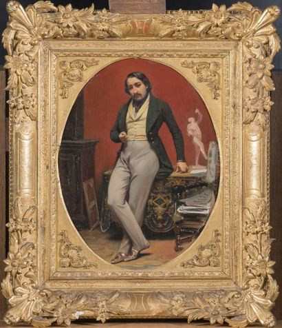École Française du XIXe siècle Portrait d’un élégant dans son salon
Sur sa toile...