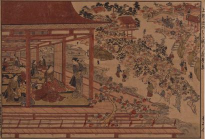 null Nishimura Shigenaga (1697-1756)

Dai oban yoko-e, rehaussé à la main, personnages

admirant...