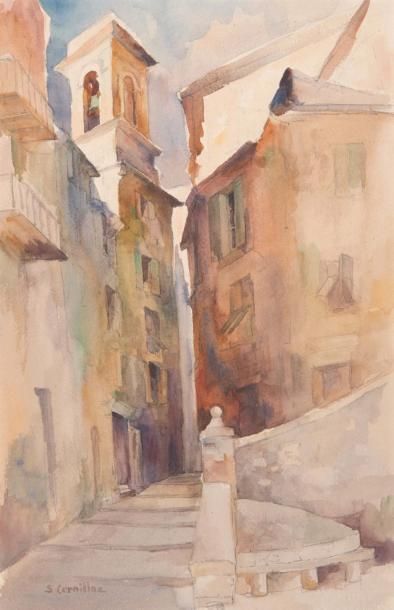 Suzanne CORNILLAC (1904-1962) Suzanne CORNILLAC (1904-1962)

Vue de village en corse

Aquarelle...