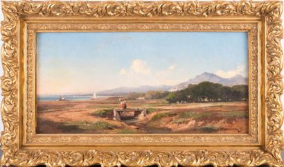 Vincent COURDOUAN (1810-1893) Vincent COURDOUAN (1810-1893)

Paysage animé en bord...