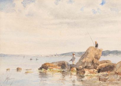 Henri Laurent MOUREN (1844-1926) Henri Laurent MOUREN (1844-1926)

Scène de pêche

Aquarelle...