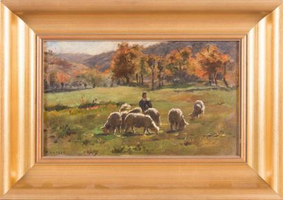 Paul VAYSON (1841-1911) Paul Vayson (1841-1911)

La bergère et ses moutons 

Huile...