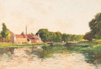 Alfred CASILE (1848-1909) Alfred CASILE (1848-1909)

Usine en bord de rivière

Huile...