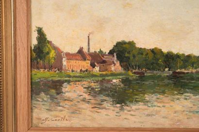 Alfred CASILE (1848-1909) Alfred CASILE (1848-1909)

Usine en bord de rivière

Huile...