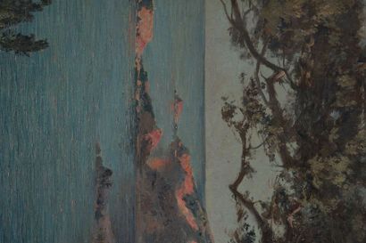 null Eugène DESHAYES (1862/68-1939) 

Bord de côte sous les pins 

Huile sur toile?Signée...