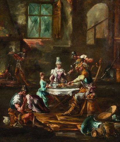 Ecole ITALIENNE du XVIIIe siècle, suiveur d’Alessandro MAGNASCO Le dîner 

Toile
71,5...