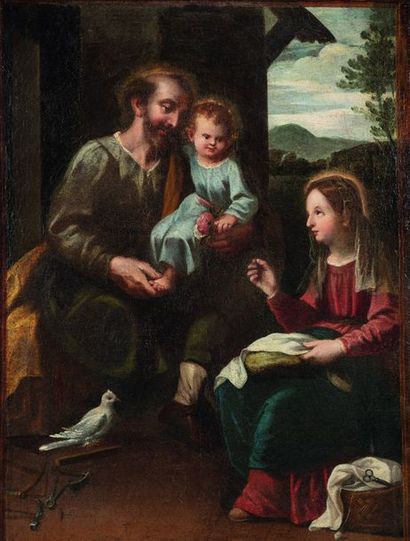 Attribué à Francisco de HERRERA Le VIEUX (Après 1576 – 1654) La Sainte Famille 

Toile
96,5...