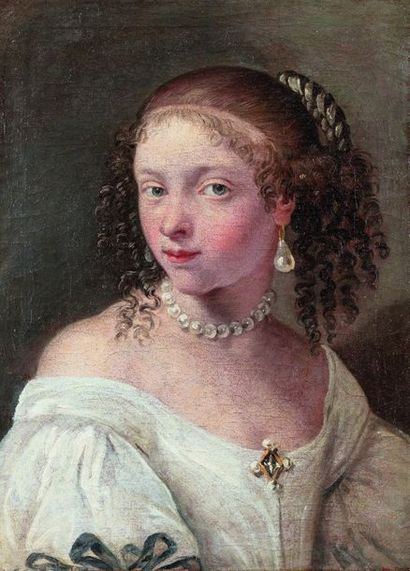 Ecole HOLLANDAISE vers 1660 Jeune fille à la perle 

Sur sa toile d’origine 41 x...