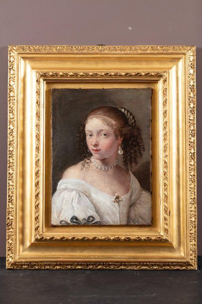 Ecole HOLLANDAISE vers 1660 Jeune fille à la perle 

Sur sa toile d’origine 41 x...