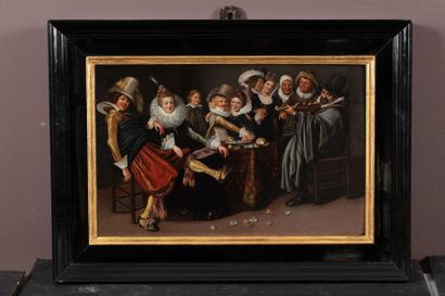 Ecole HOLLANDAISE vers 1620,?entourage de Willem Pietersz. BUYTEWECH La joyeuse compagnie...