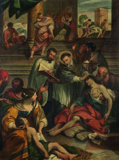 Giovanni BONATI (Ferrare 1635 – Rome 1681) Saint Charles Borromée donnant l’extrême...