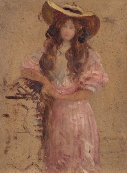 null ATTRIBUÉ À JULIE MANET (1878-1966)

Jeune fille au chapeau

huile sur carton

25.5...