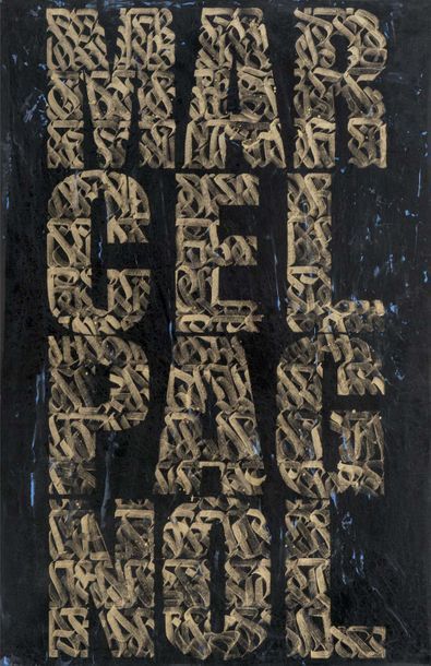 null Composition Marcel Pagnol, Or sur noir, 120 x 80 cm 