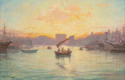 null Louis NATTERO (1870-1915) 

Retour de pêche au Vieux-port à Marseille au lever...