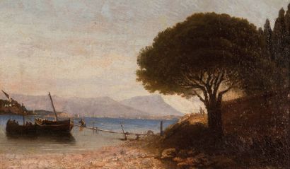 null Vincent COURDOUAN (1810-1893) 

Pécheurs en bord de côte. 

Huile sur toile.?Trace...