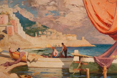 null Emile BEAUSSIER (1874-1944) 

Pécheurs à Amalfi, région de Naples. 

Huile sur...