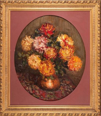 null Horace RICHEBÉ (1871-1964) 

Bouquet de fleurs, 1918. 

Huile sur toile.?Signée...