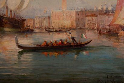 null Vincent MANANGO (1880-1936) 

Venise, fête de l’Assomption. 

Huile sur toile.?Signée...