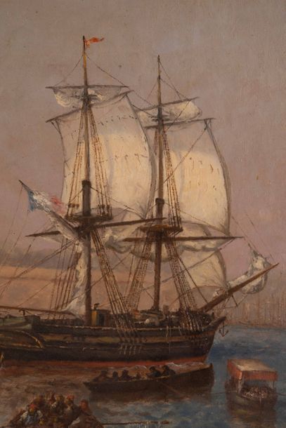 null Joseph SUCHET (1824-1896) 

Navires entrant dans le port de Marseille. 

Huile...