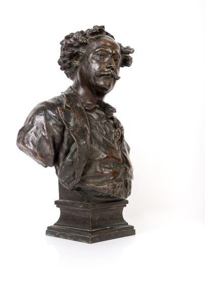 Jean-Baptiste CARPEAUX (1827-1875) Portrait en buste d'Alexandre Dumas Fils.

Dédicassé...