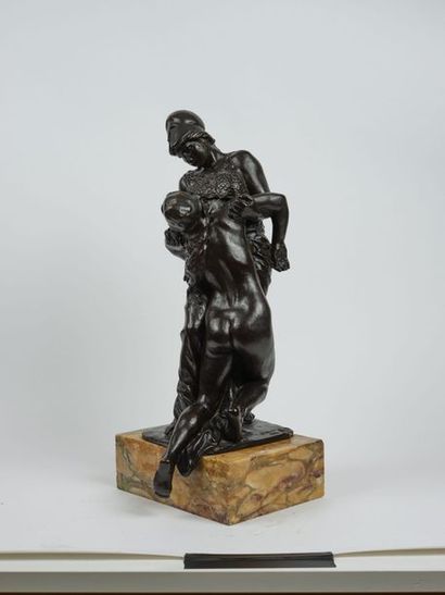 Aimé-Jules DALOU (1838-1902) La Sagesse soutenant la Liberté, 1889. Épreuve en bronze...