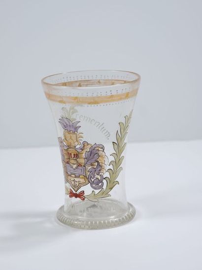 Manufacture de Fritz HECKERT (1837-1887) Grand gobelet en verre transparent soufflé,...