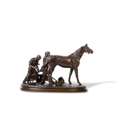 EDOUARD DROUOT (1859-1945) Maréchal-ferrant en bronze.

H. 37 cm, L. 49 cm 

Signé...