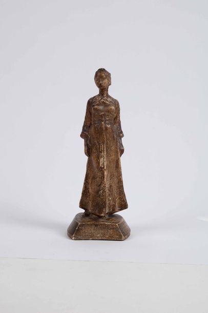 ALEXANDRE CLERGET (1856-1931) Petite sculpture en plâtre patiné représentant une...