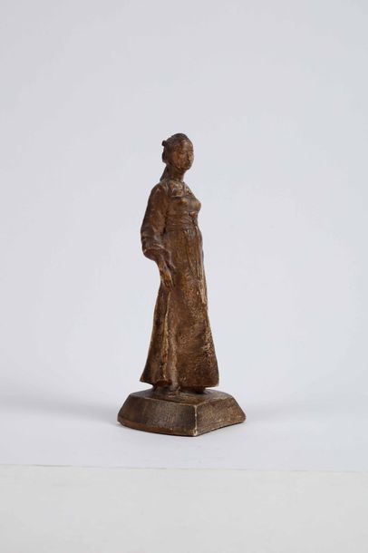 ALEXANDRE CLERGET (1856-1931) Petite sculpture en plâtre patiné représentant une...