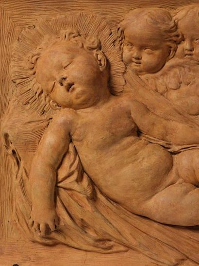 Attribué à Giacomo Filippo PARODI (Gênes, 1630 – 1702) La Vierge et deux séraphins...