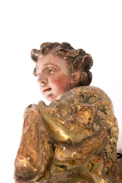 ANGE en bois sculpté, doré et polychromé.

XVIIIème siècle

Accidents, manques et...