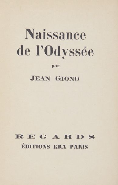 null GIONO (Jean). Naissance de l’Odyssée. Paris, Collection Regards n°1,

Simon...