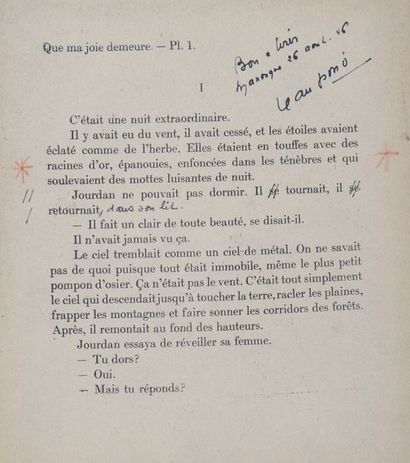 null [VIENOT (Pierre)]. GIONO (Jean). Que ma joie demeure. Paris, Calliope,

1948.

Fort...