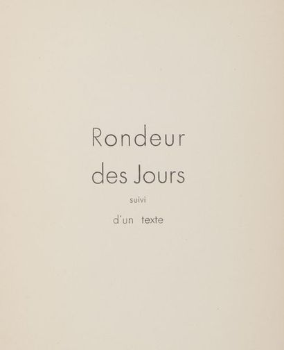 null GIONO (Jean). Rondeur Des Jours. Alger, Edmond Charlot, 1936.

Suivi d’un texte...