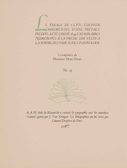 null [DE LA PATELLIERE (Amédée)]. GIONO (Jean). Colline. Paris, Les Exemplaires,

1930.

In-4...