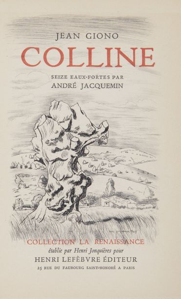 null [JACQUEMIN (André)]. GIONO (Jean). Colline. Paris, Collection la Renaissance,

Henri...