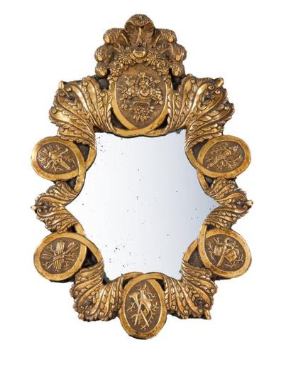Miroir Ottoman Miroir polylobé ovale en métal...