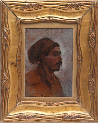 Alphonse MOUTTE (1840-1913) Portrait d'un pêcheur marseillais. Huile sur panneau....